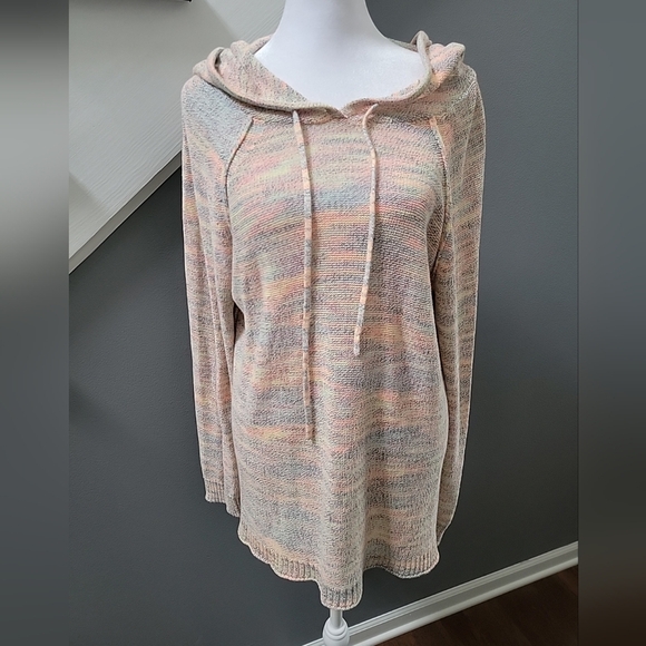 Michael Stars Tegan Space Dye Knit Cotton Hoodie Multicolor Med Comfy - Picture 2 of 7